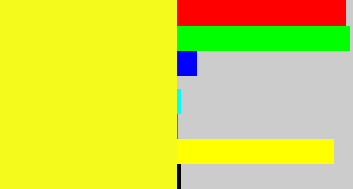 Hex color #f4fa1c - sunny yellow