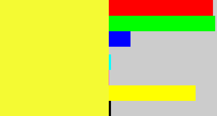 Hex color #f4fa33 - lemon yellow