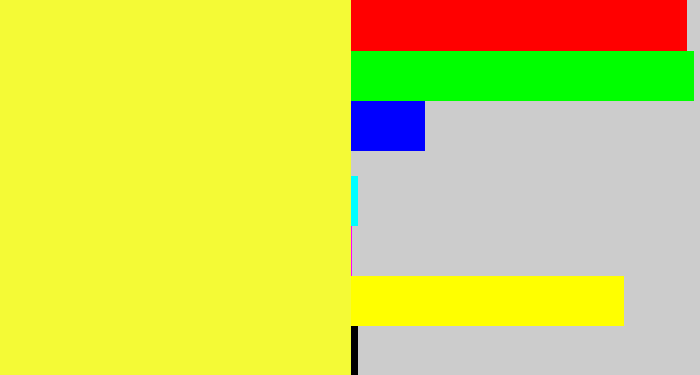 Hex color #f4fa36 - lemon yellow