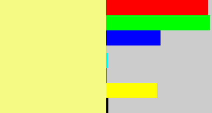 Hex color #f4fa83 - yellowish tan