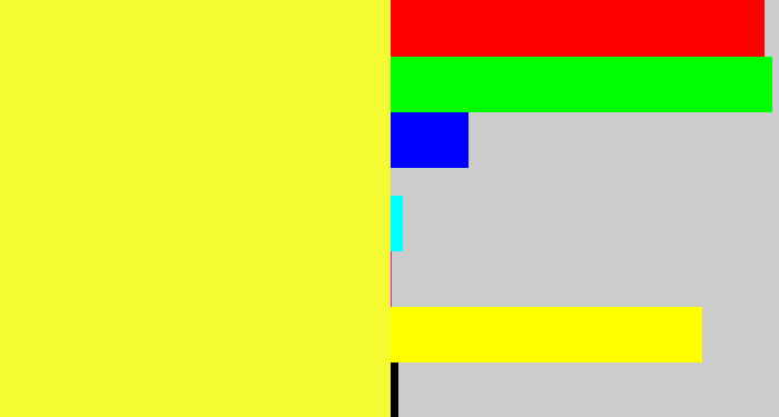 Hex color #f4fb32 - lemon yellow