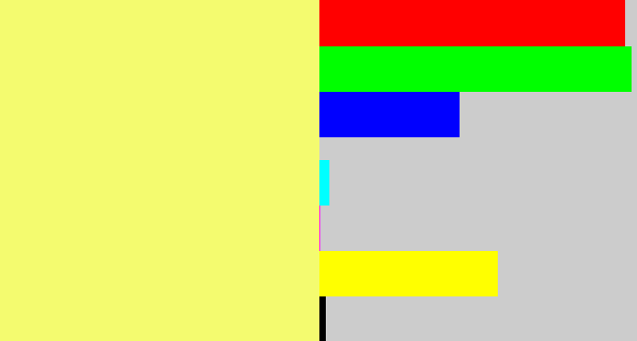 Hex color #f4fb6f - pastel yellow