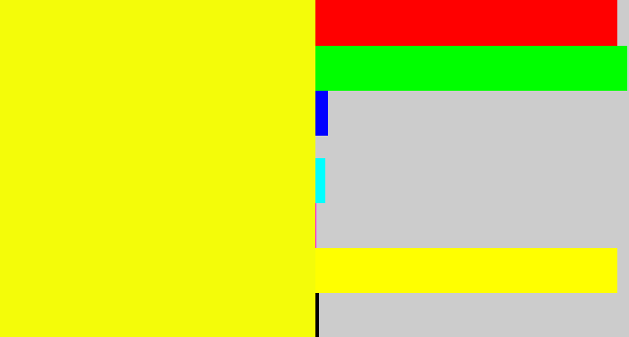 Hex color #f4fc09 - bright yellow