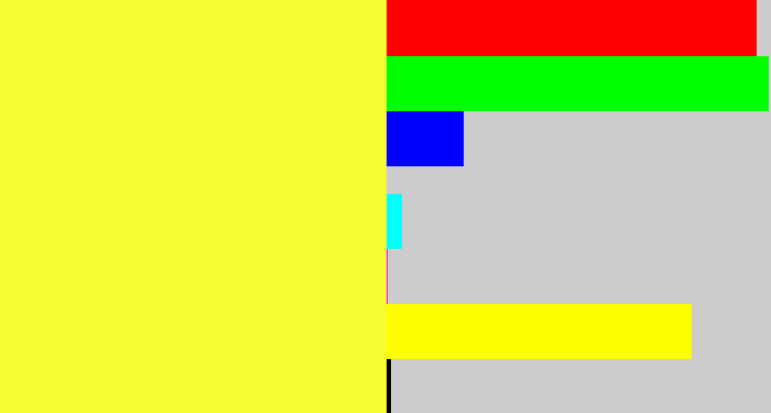 Hex color #f4fd34 - lemon yellow