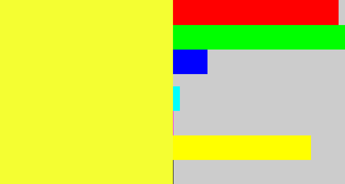 Hex color #f4fe32 - lemon yellow