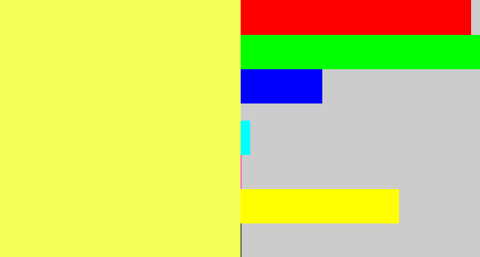 Hex color #f4ff57 - lemon