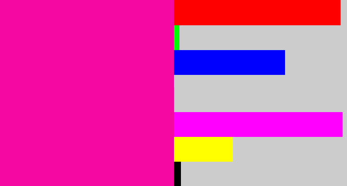 Hex color #f508a2 - shocking pink