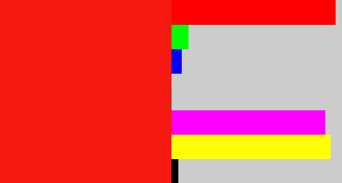 Hex color #f51910 - vermillion
