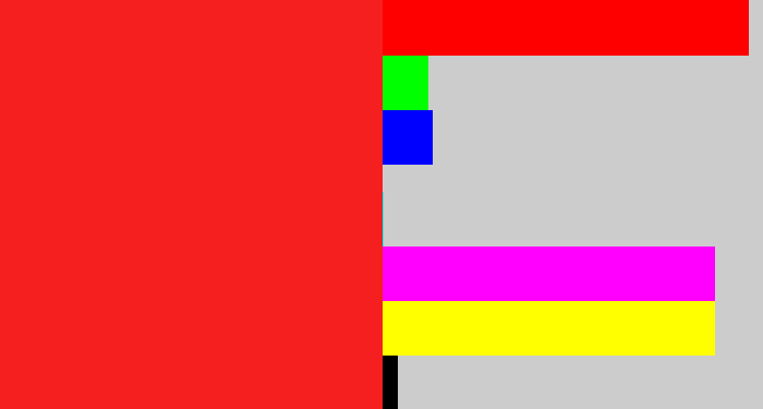 Hex color #f51f20 - vermillion