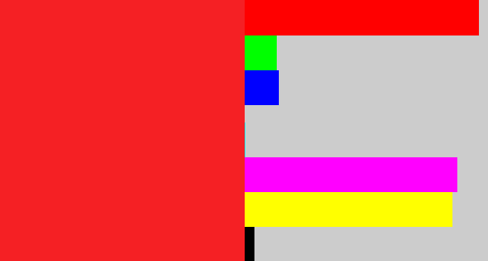 Hex color #f52024 - vermillion