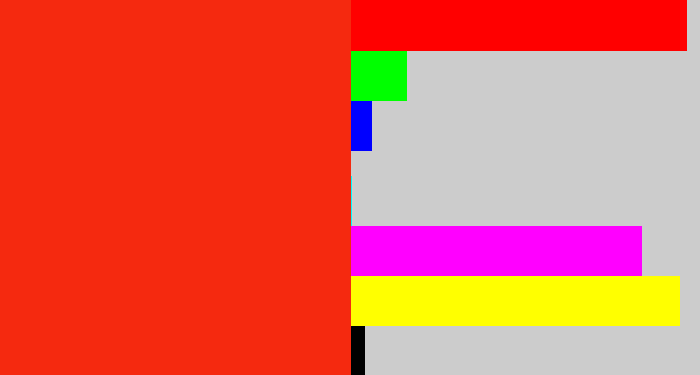 Hex color #f5290f - vermillion