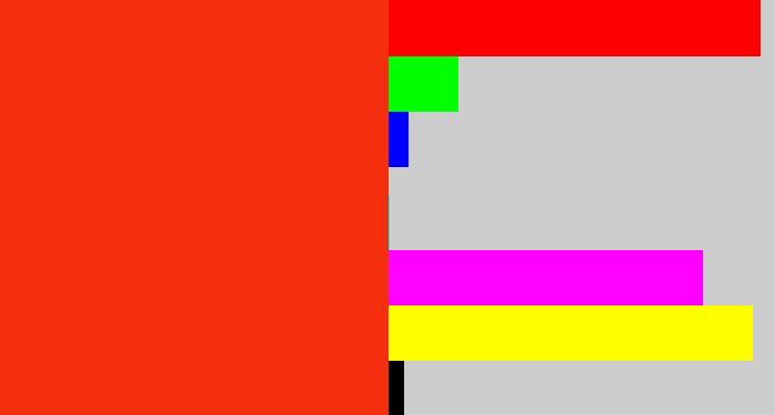 Hex color #f52e0e - vermillion