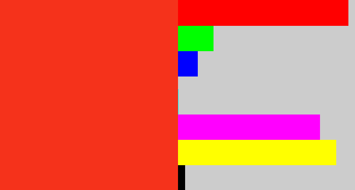 Hex color #f5321b - vermillion