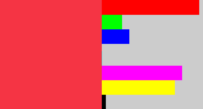 Hex color #f53444 - lightish red