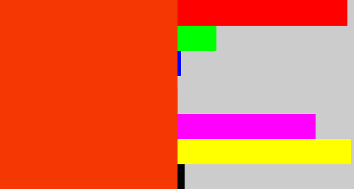 Hex color #f53704 - orangish red