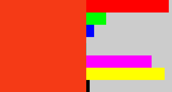 Hex color #f53a16 - vermillion