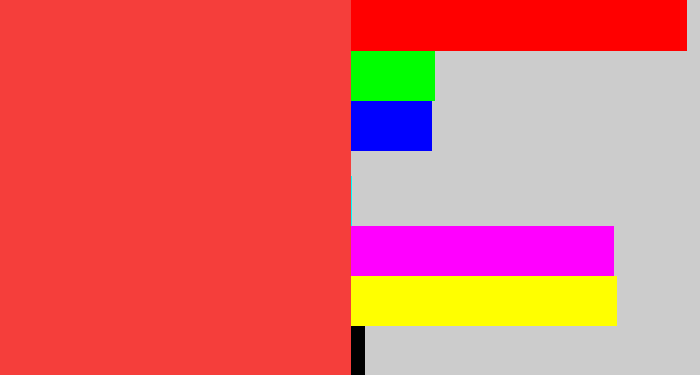 Hex color #f53e3b - light red