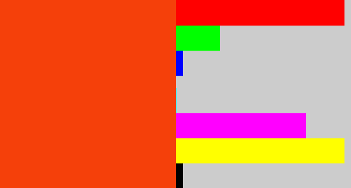 Hex color #f5400a - red orange