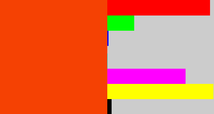 Hex color #f54103 - red orange