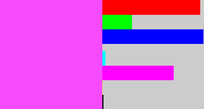 Hex color #f54bfd - violet pink
