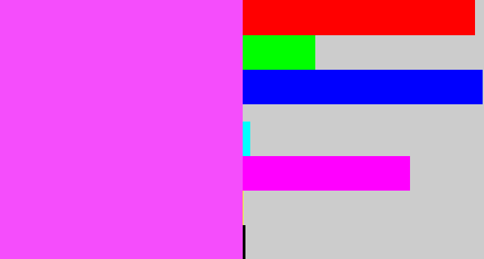 Hex color #f54dfc - violet pink