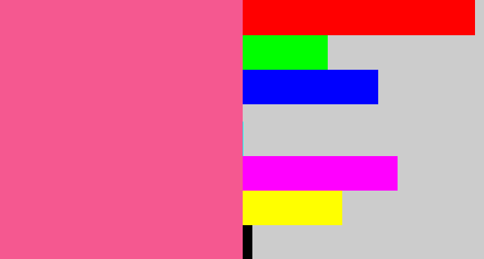 Hex color #f55890 - medium pink