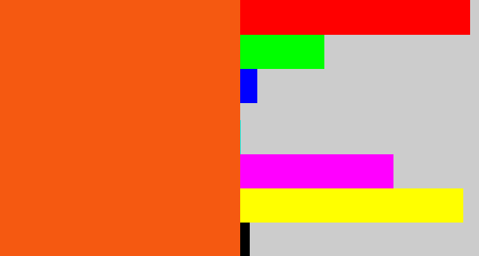 Hex color #f55911 - bright orange