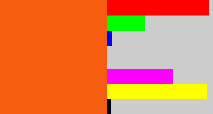 Hex color #f55c0e - bright orange