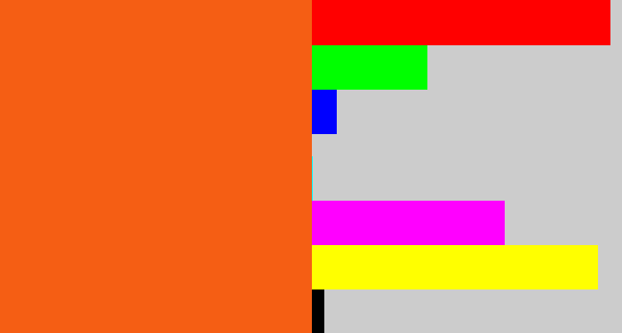 Hex color #f55e14 - bright orange