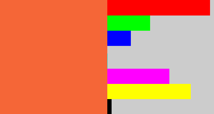 Hex color #f56637 - pinkish orange