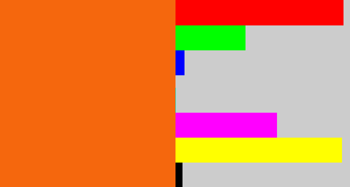 Hex color #f5670d - orange