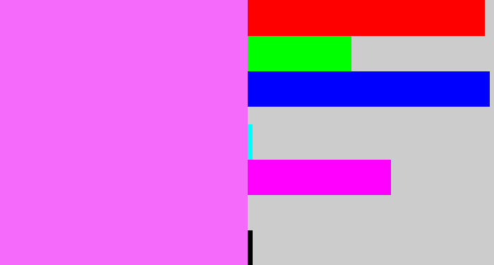 Hex color #f56afb - violet pink