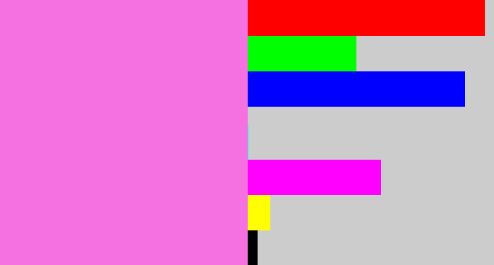 Hex color #f570e0 - purply pink