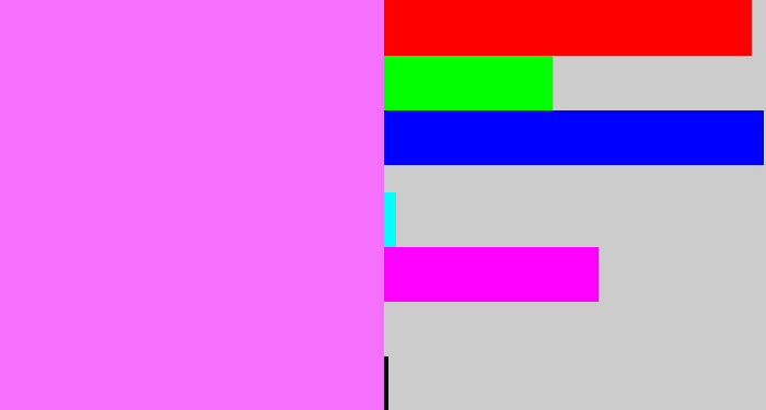 Hex color #f570fc - violet pink