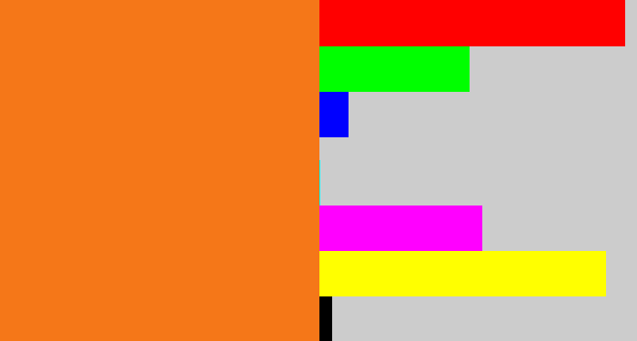 Hex color #f57718 - orange