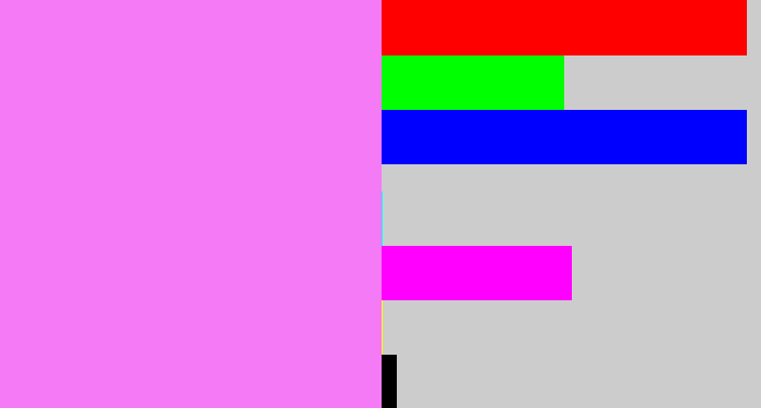 Hex color #f57af6 - purply pink