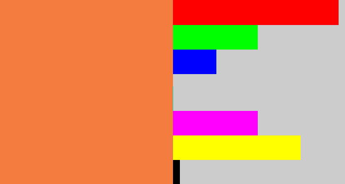 Hex color #f57c3f - dusty orange