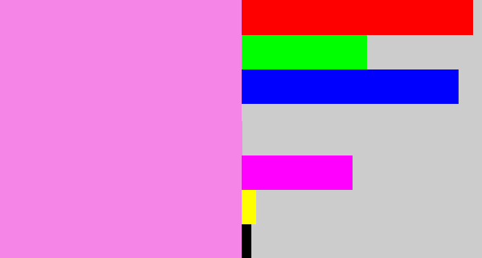 Hex color #f585e6 - purply pink
