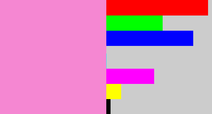 Hex color #f587d2 - bubblegum pink