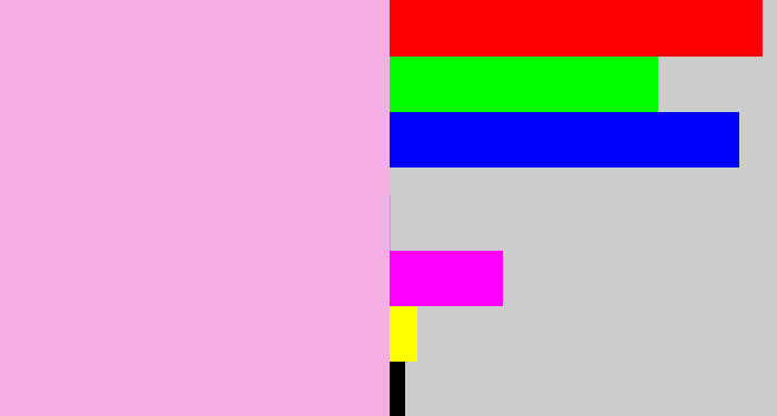 Hex color #f5afe5 - powder pink