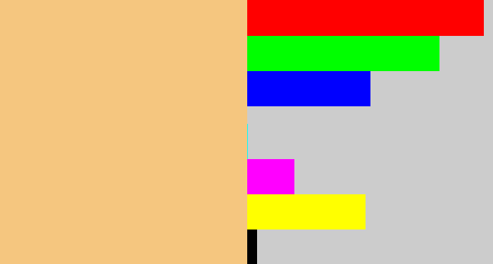 Hex color #f5c67f - sandy