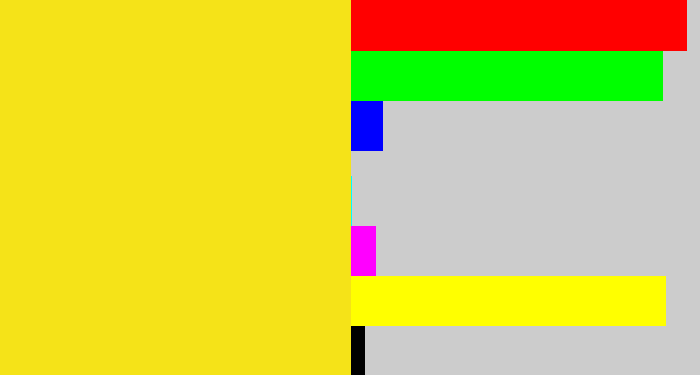 Hex color #f5e318 - sun yellow