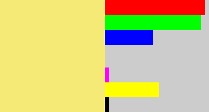 Hex color #f5ea76 - sandy yellow