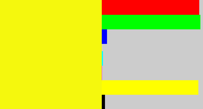 Hex color #f5f80d - yellow