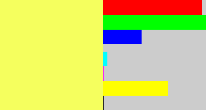 Hex color #f5ff5e - canary