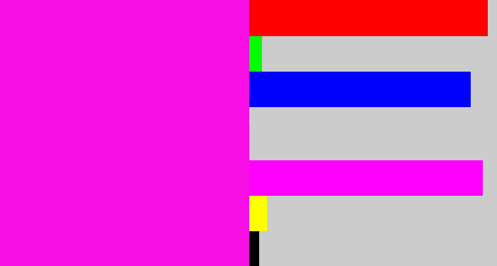 Hex color #f60ee4 - bright magenta