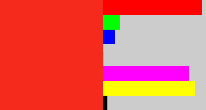 Hex color #f62a1c - vermillion