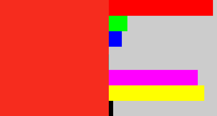 Hex color #f62c1e - vermillion