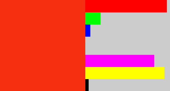 Hex color #f62f10 - vermillion