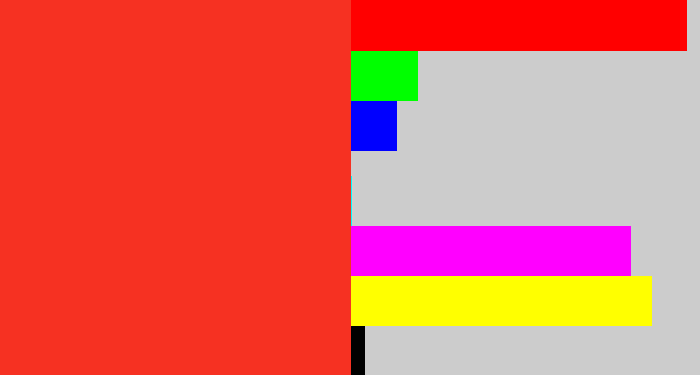 Hex color #f63122 - tomato